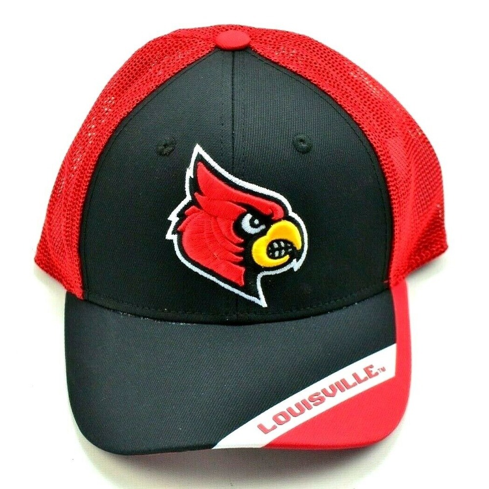 Adidas Louisville Cardinals Red and Black FitMax 70 Stretch Hat Cap Size S/M NEW